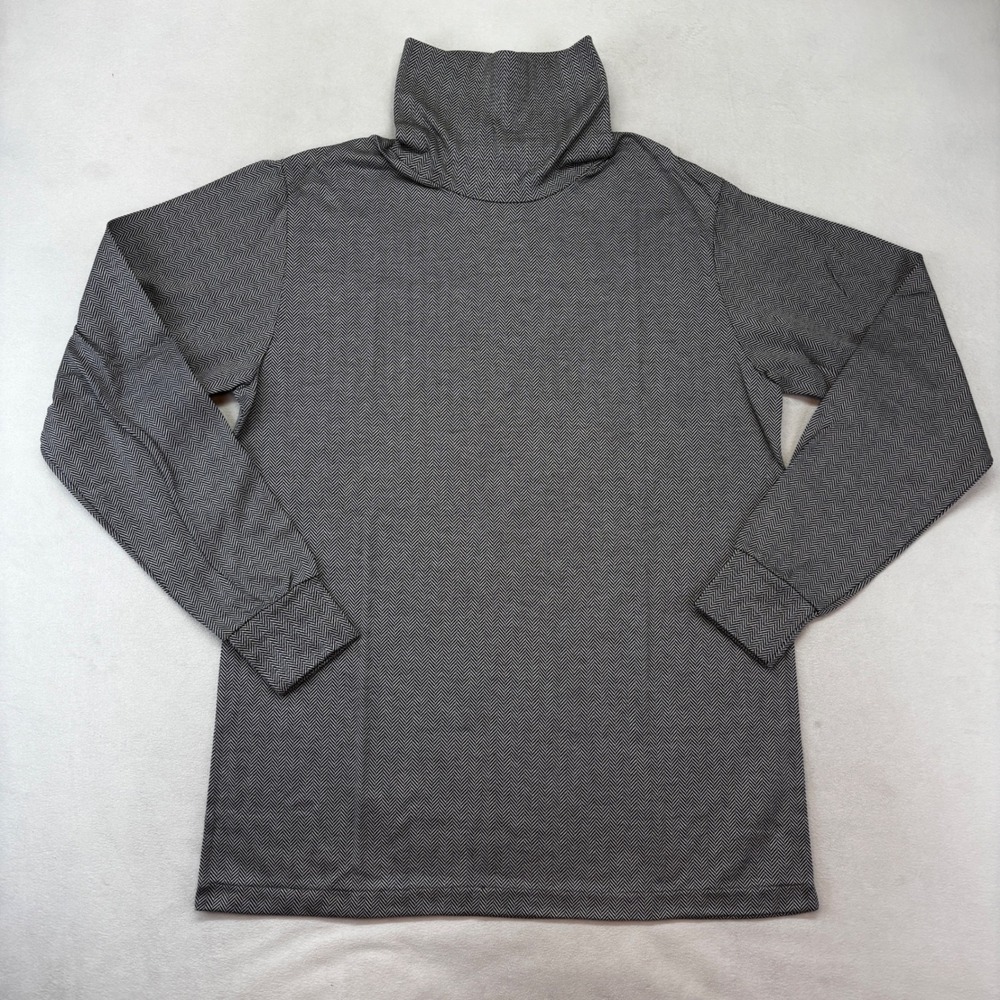 Lands End Turtleneck Top Womens Small Black White Herringbone Cotton USA NIB